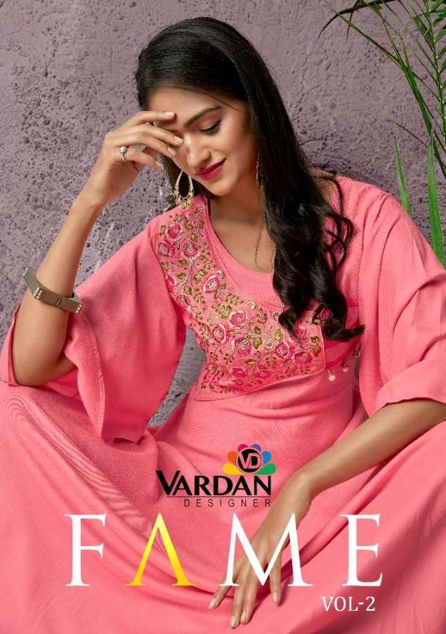 FAME VOL-2 BY VARDAN DESIGNER 6035 TO 6038 SERIES SILK KURTIS