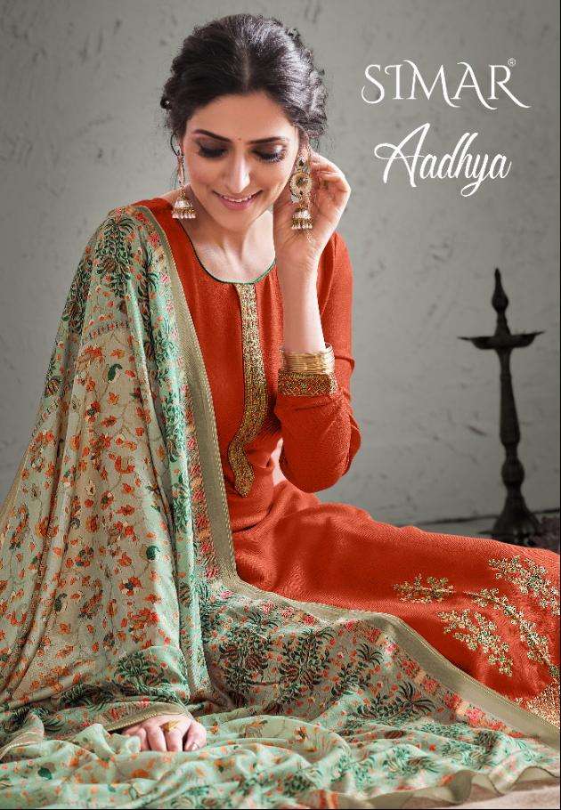 AADHYA BY SIMAR 15156 TO 15163 SERIES PASHMINA EMBROIDERED DRESSES