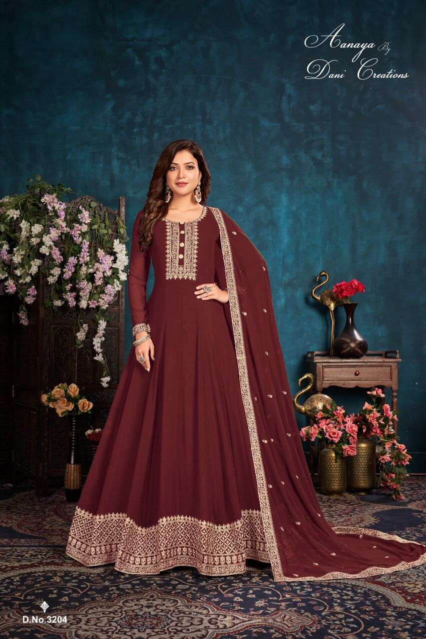 AANAYA 3200 SERIES BY TWISHA 3201 TO 3204 SERIES FAUX GEORGETTE EMBROIDERED DRESSES