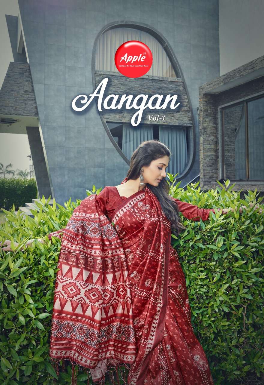 AANGAN VOL-1 BY APPLE 101 TO 108 SERIES DESIGNER COTTON SAREES