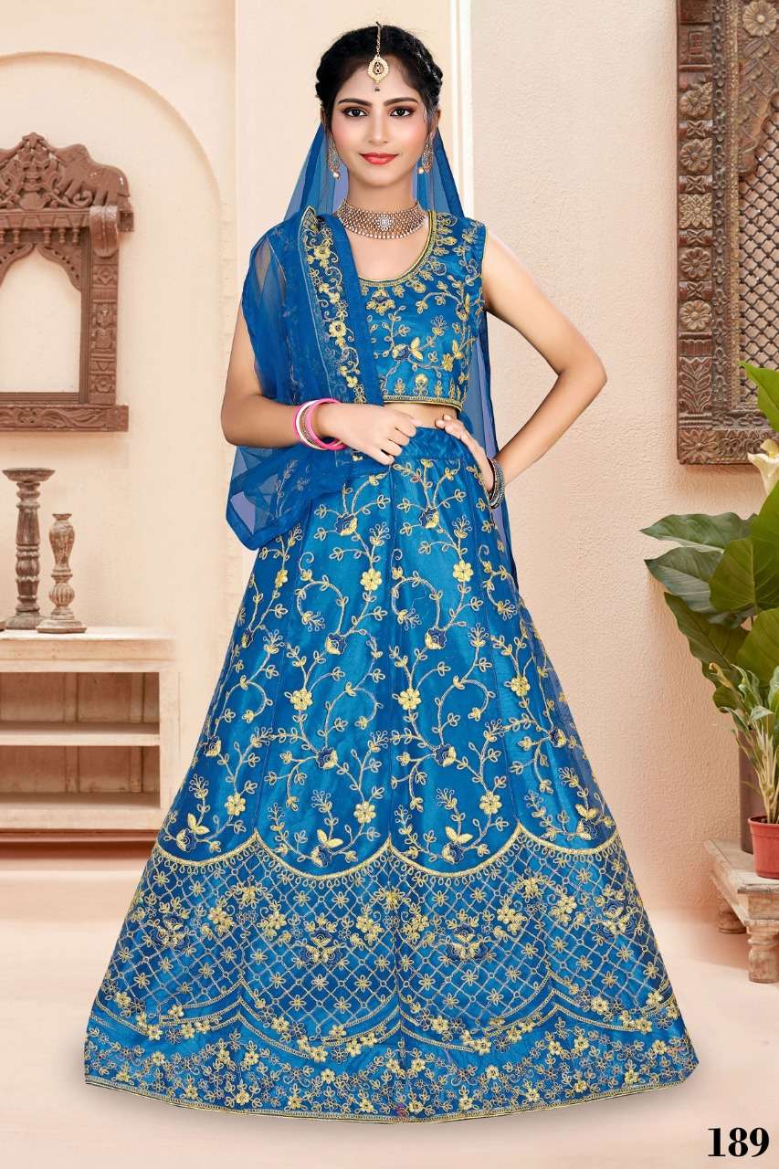 AARADHNA VOL-20 BY ASLIWHOLESALE 187 TO 190 SERIES NET KIDS LEHENGAS