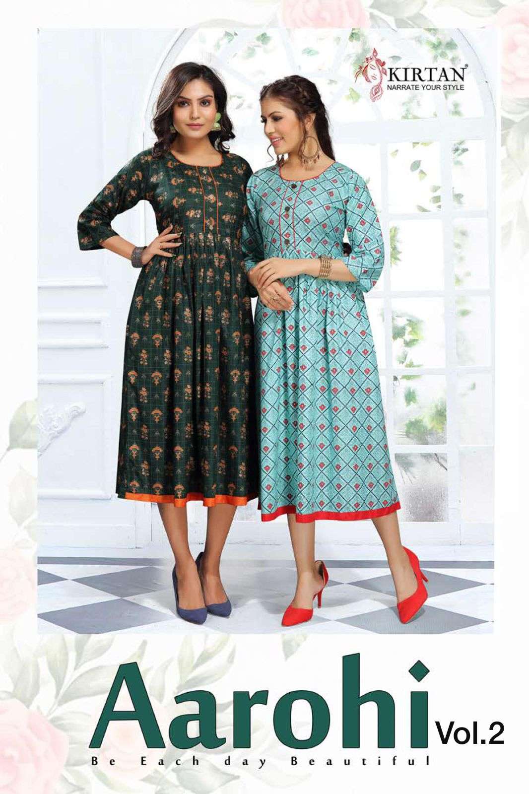 AAROHI  VOL-2 BY KIRTAN 1001 TO 1006 SERIES DESIGNER RAYON KURTIS