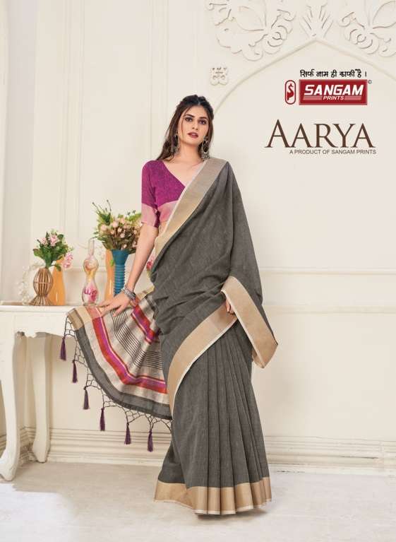 AARYA BY SANGAM PRINTS 1319 TO 1324 SERIES DESIGNER LINEN SAREES