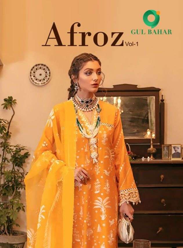 AFROZ VOL-1 BY GUL BAHAR 31 TO 34 SERIES DESIGNER FAUX GEORGETTE DRESSES