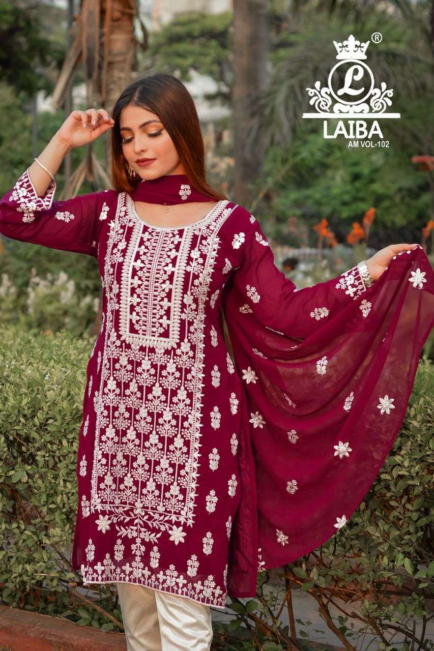 AM VOL-102 BY LAIBA DESIGNER HEAVY GEORGETTE STITCHED DRESSES