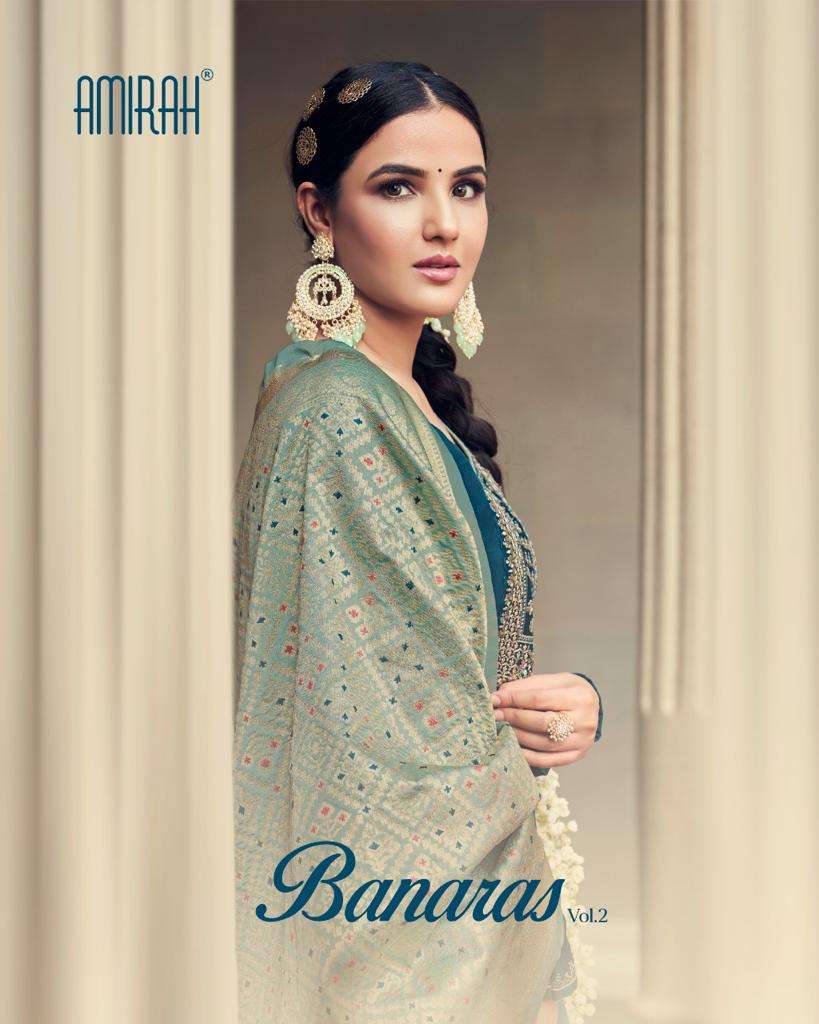 BANARAS VOL-2 BY AMIRAH 16011 TO 16016 SERIES SATIN GEORGETTE DRESSES