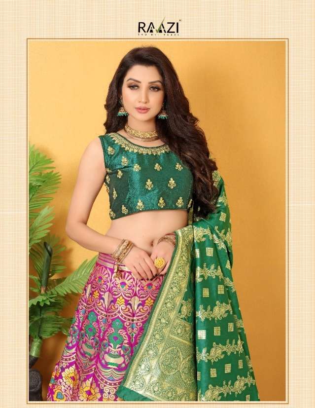 BANARASI LEHENGA VOL-1 BY RAAZI 11001 TO 11004 SERIES JACQUARD LEHENGAS