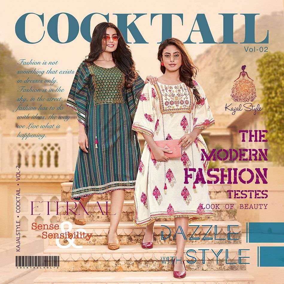 COCKTAIL VOL-2 BY KAJAL STYLE 2001 TO 2010 SERIES COTTON DESIGNER KAFTANS