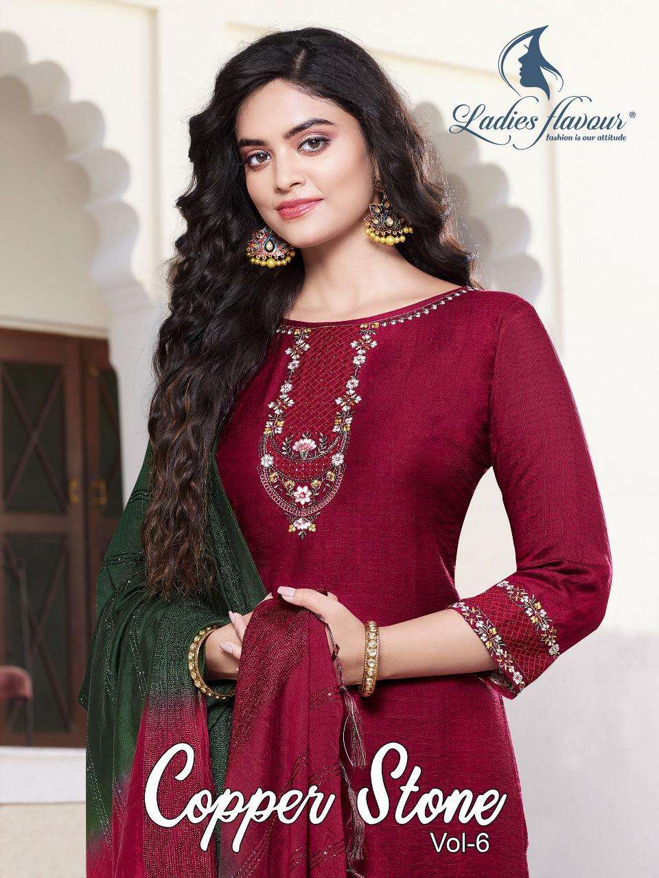 COPPER STONE VOL-6 BY LADIES FLAVOUR 1001 TO 1006 SERIES DESIGNER NAYLON VISCOSE DRESSES