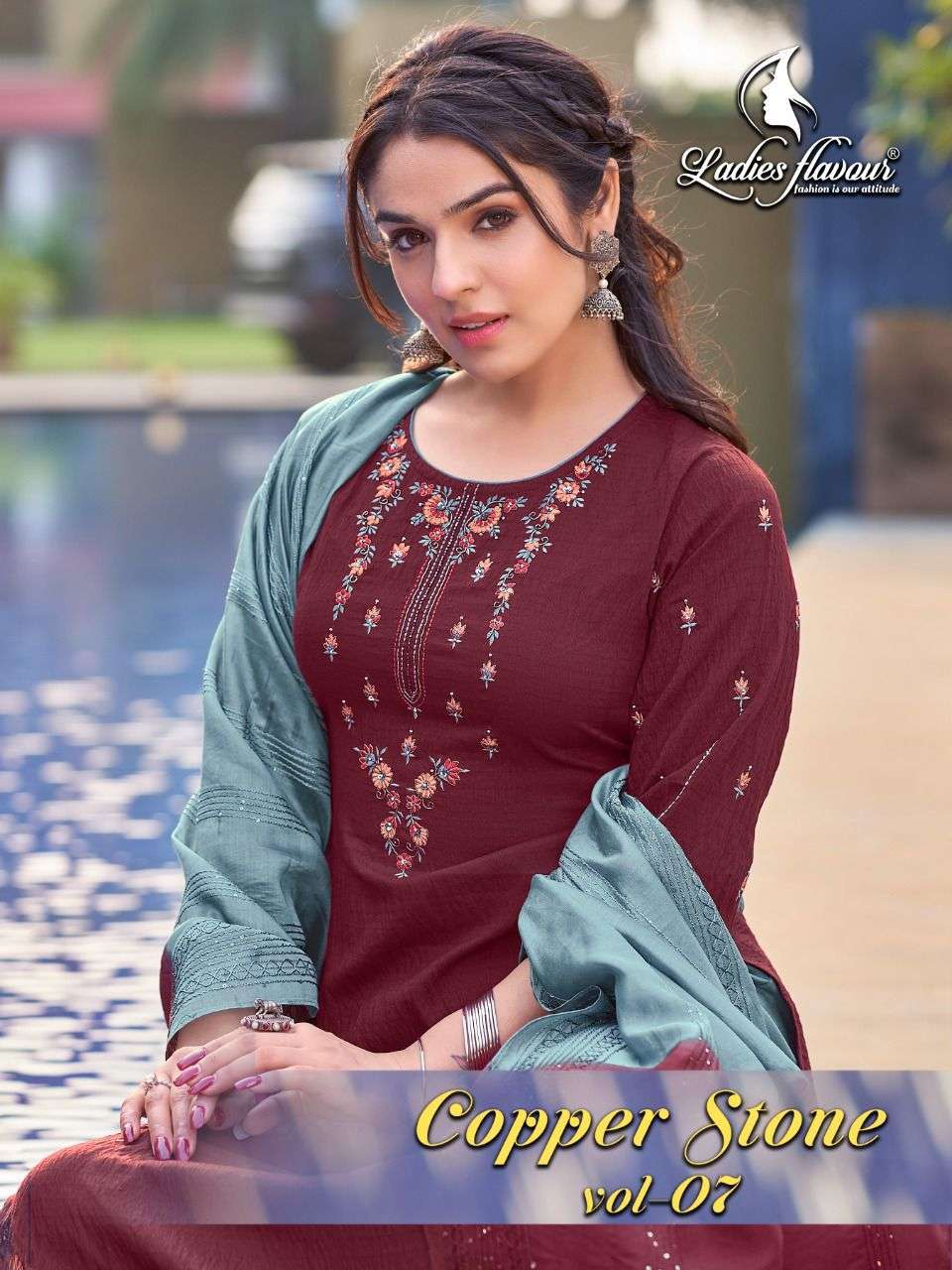 COPPER STONE VOL-7 BY LADIES FLAVOUR 1001 TO 1006 SERIES DESIGNER NAYLON VISCOSE DRESSES