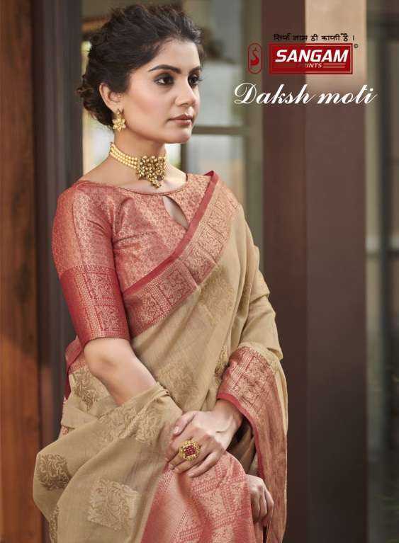 DAKSHMOTI BY SANGAM PRINTS 22001 TO 22006 SERIES DESIGNER LINEN SAREES