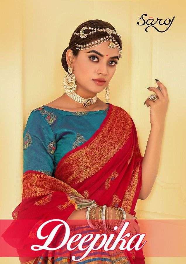 DEEPIKA BY SAROJ 1001 TO 1006 SERIES DESIGNER COTTON SILK PRINTED SAREES