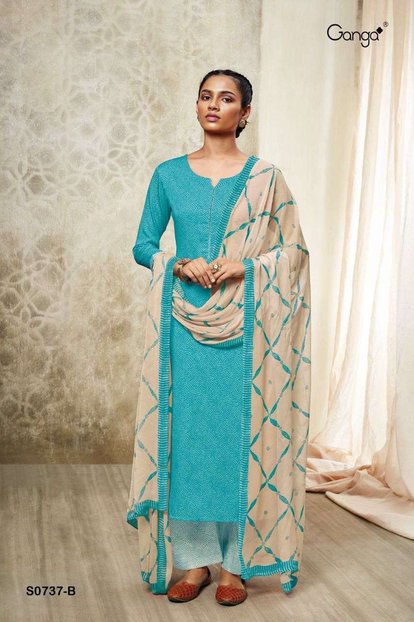 GRIYASHI-737 BY GANGA FASHIONS S0737-A TO S0737-D SERIES COTTON SATIN DRESSES