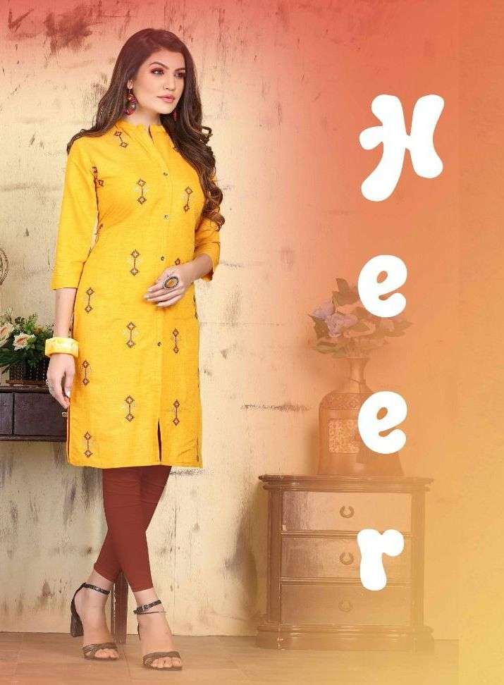 HEER BY ASLIWHOLESALE 501 TO 508 SERIES DESIGNER RAYON KURTIS