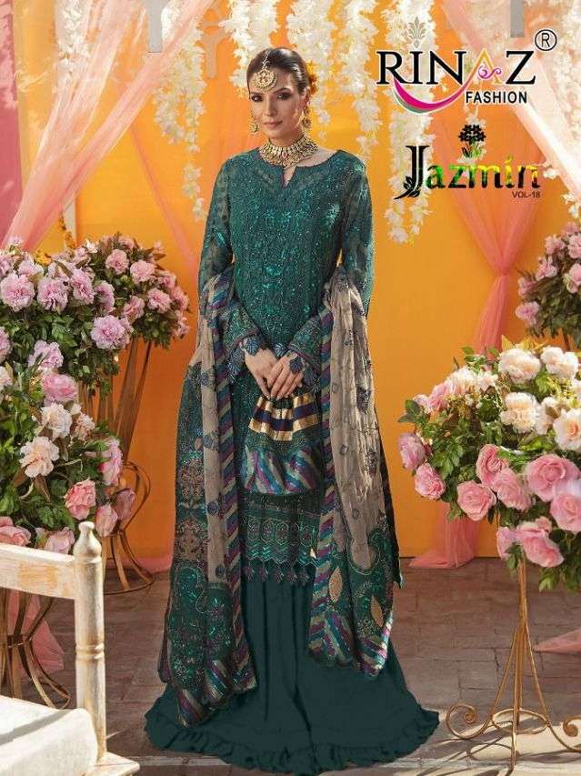 JAZMIN VOL-18 BY RINAZ FASHION 15001 TO 15004 SERIES GEORGETTE EMBROIDERED DRESSES