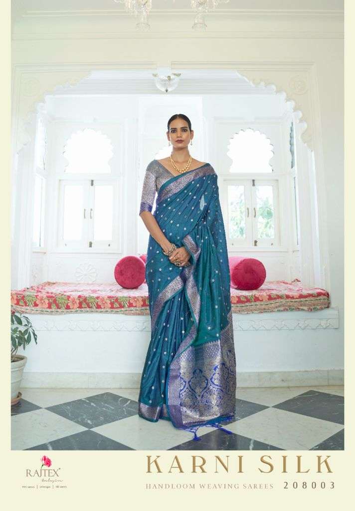 KARNI SILK BY RAJTEX 208001 TO 208006 SERIES DESIGNER TWO TONE SAREES