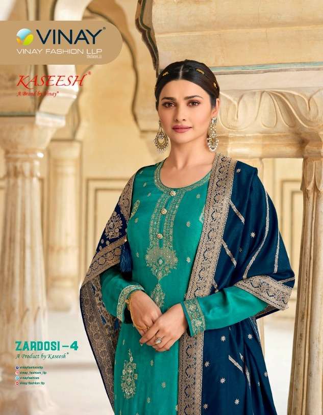 KASEESH ZARDOSI VOL-4 BY VINAY FASHION 16351 TO 16356 SERIES DOLA JACQUARD DRESSES