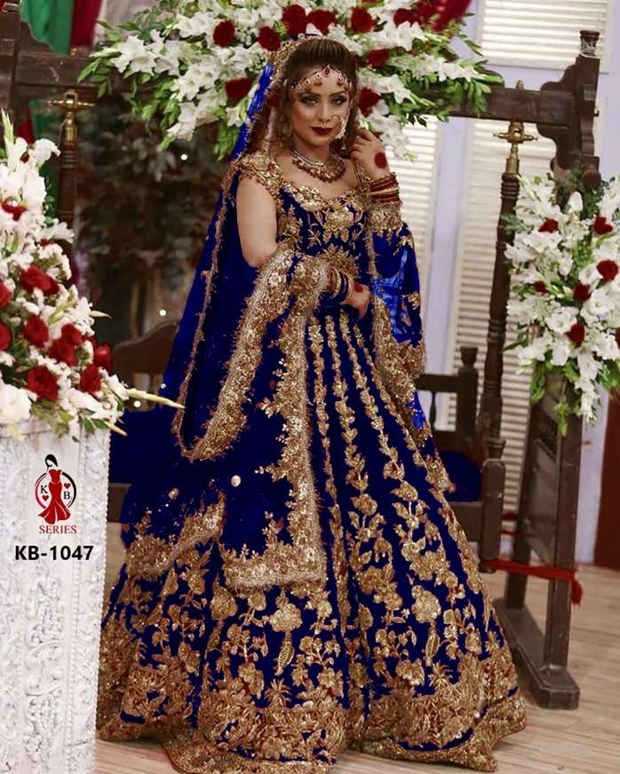 KB-1047 COLOURS BY SENHORA HEAVY DESIGNER 9000 VELVET LEHENGAS