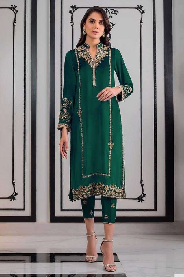 KF-101 COLOURS BY ASLIWHOLESALE HEAVY SATIN MOSS PAKISTANI DRESSES