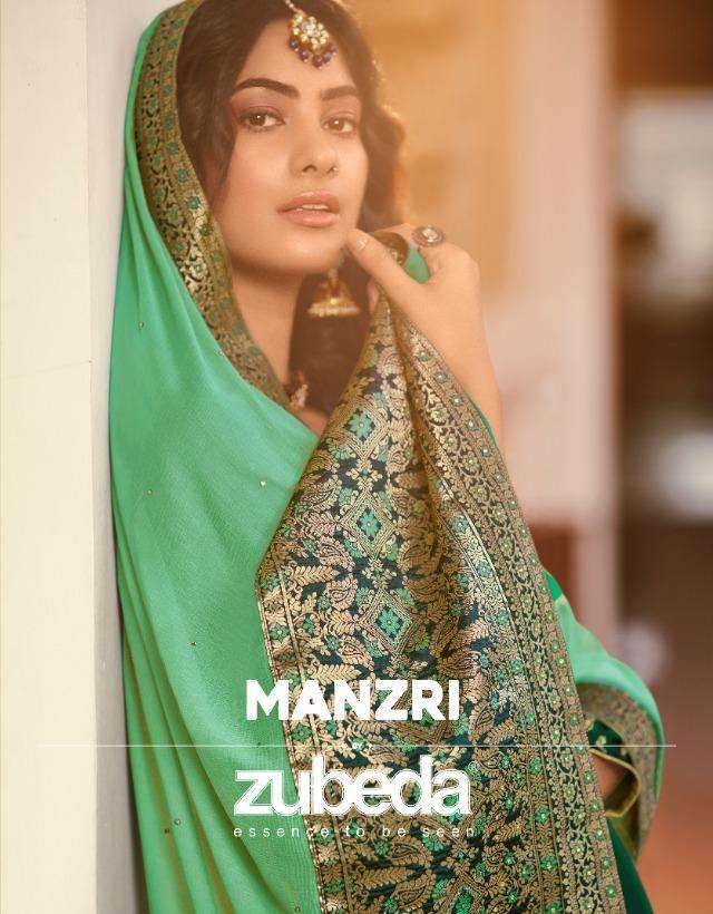 MANZRI BY ZUBEDA 21601 TO 21606 SERIES SATIN GEORGETTE DRESSES