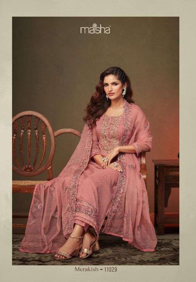 MERAKISH BY MAISHA 11029 TO 11034 SERIES VISCOSE ORGANZA EMBROIDERED DRESSES