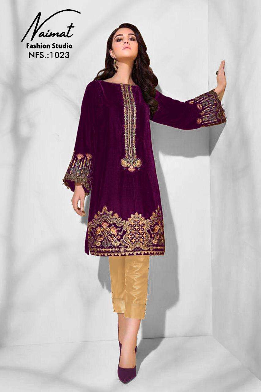 NFS 1023 COLOURS BY NAIMAT FASHION STUDIO 9000 VELVET TUNICS WITH PANT