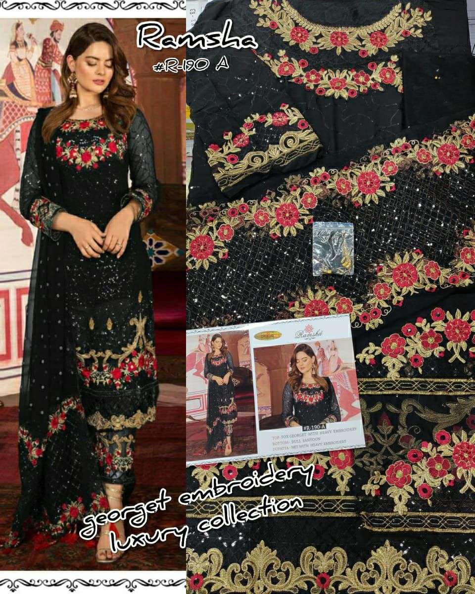 RAMSHA 190 NX BY RAMSHA DESIGNER FAUX GEORGETTE PAKISTANI DRESSES