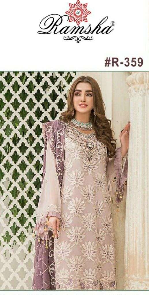 RAMSHA R-359 HIT DESIGN BY RAMSHA GEORGETTE EMBROIDERED PAKISTANI DRESS