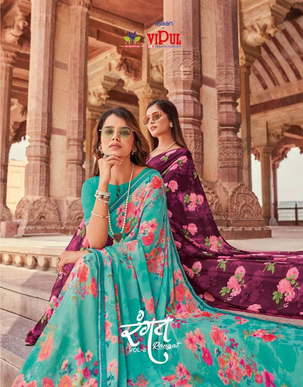 RANGHAT VOL-2 BY VIPUL 51201 TO 51212 SERIES DESIGNER GEORGETTE SAREES