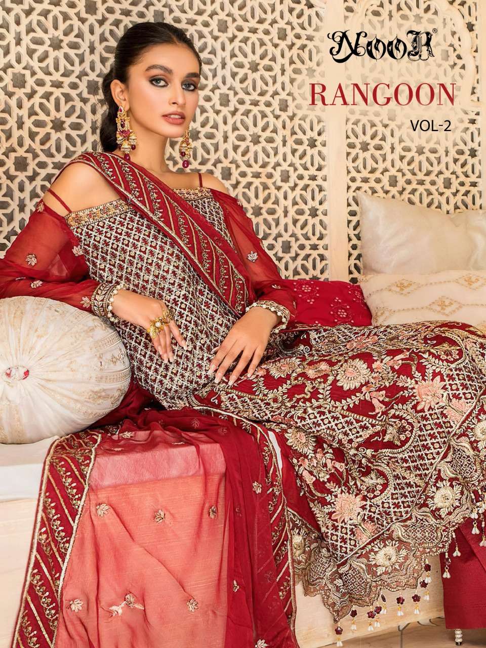 RANGOON VOL-2 BY NOOR 1206 TO 1208 SERIES GEORGETTE EMBROIDERED DRESSES