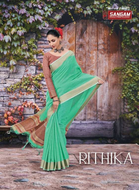 RITHIKA BY SANGAM PRINTS 1313 TO 1318 SERIES DESIGNER LINEN SAREES