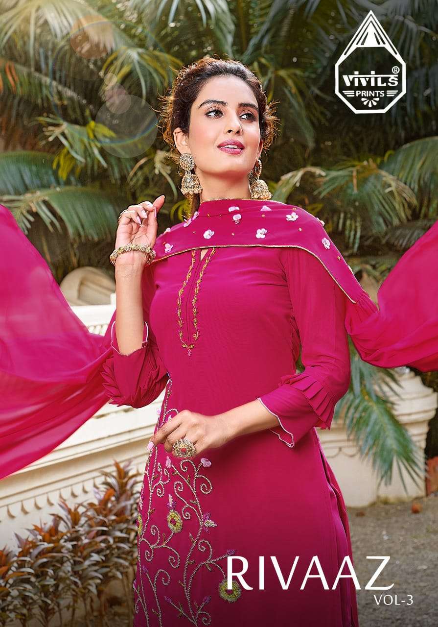 RIVAAZ VOL-3 BY VIVILS 101 TO 105 SERIES DESIGNER GEORGETTE DRESSES