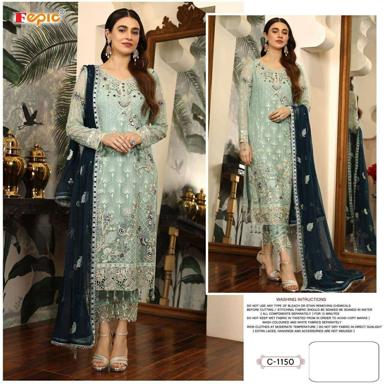 ROSEMEEN C-1150 HIT DEISGN BY FEPIC DESIGNER GEORGETTE PAKISTANI DRESS