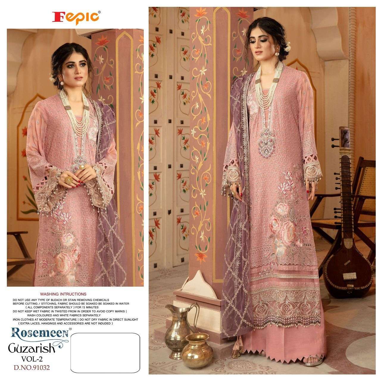 ROSEMEEN GUZARISH VOL- 2 BY FEPIC 91031 TO 91035 SERIES FAUX GEORGETTE EMBROIDERED DRESS