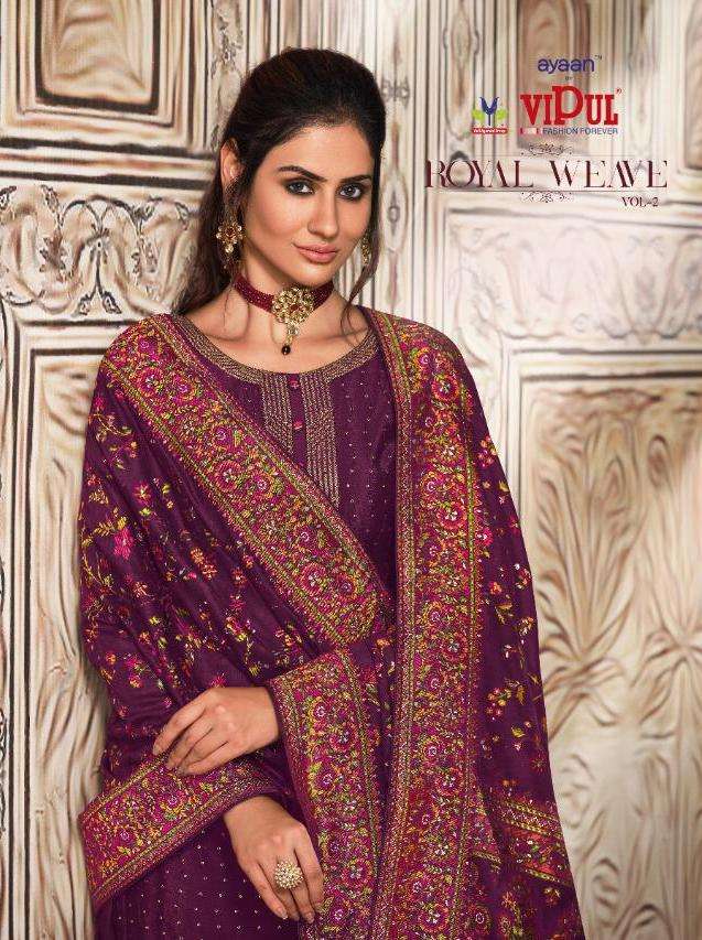 ROYAL WEAVE VOL-2 BY VIPUL 4751 TO 4756 SERIES DESIGNER CHINNON DRESSES