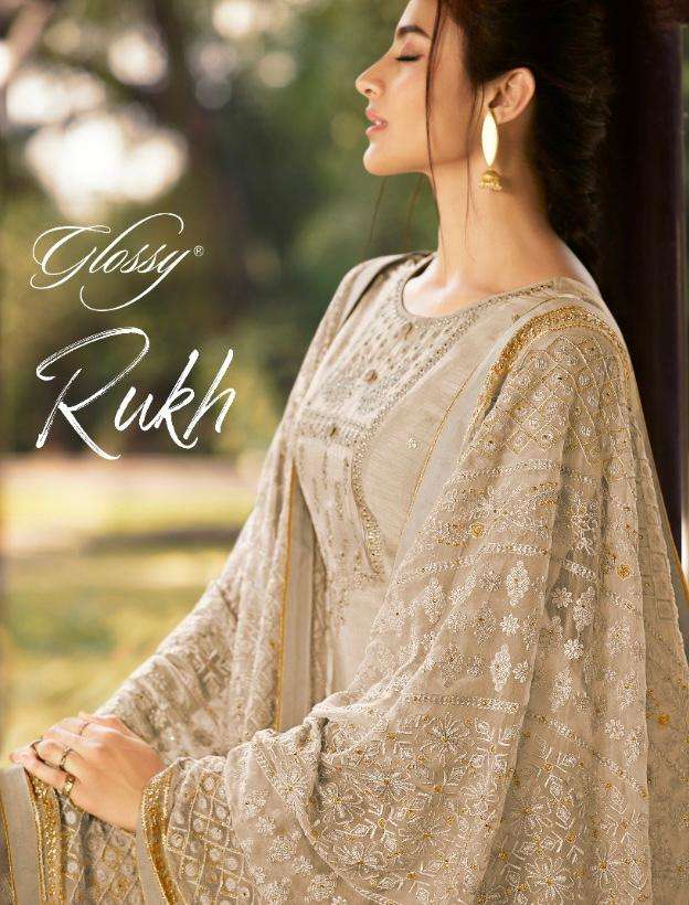 RUKH BY GLOSSY 414 TO 416 SERIES COTTON SILK EMBROIDERED DRESSES