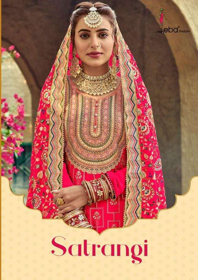 SATRANGI BY EBA LIFESTYLE 1207 TO 1210 SERIES EMBROIDERED GEORGETTE DRESSES