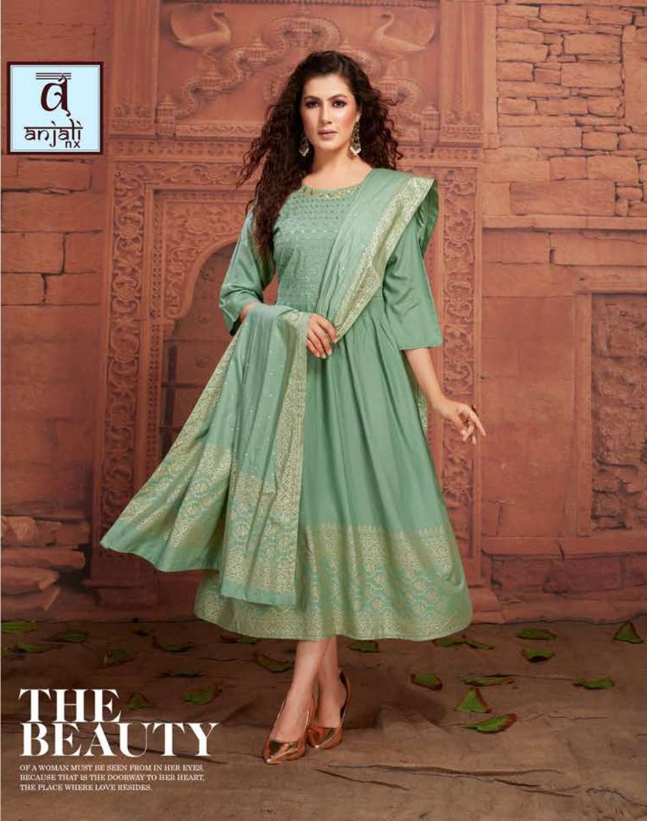 SHANAYA BY ANJALI NX 101 TO 108 SERIES DESIGNER RAYON KURTIS WITH DUPATTA