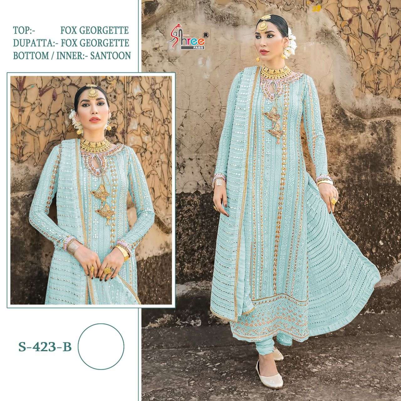 SHREE FABS S-423 COLOURS BY SHREE FABS FAUX GEORGETTE PAKISTANI DRESSES