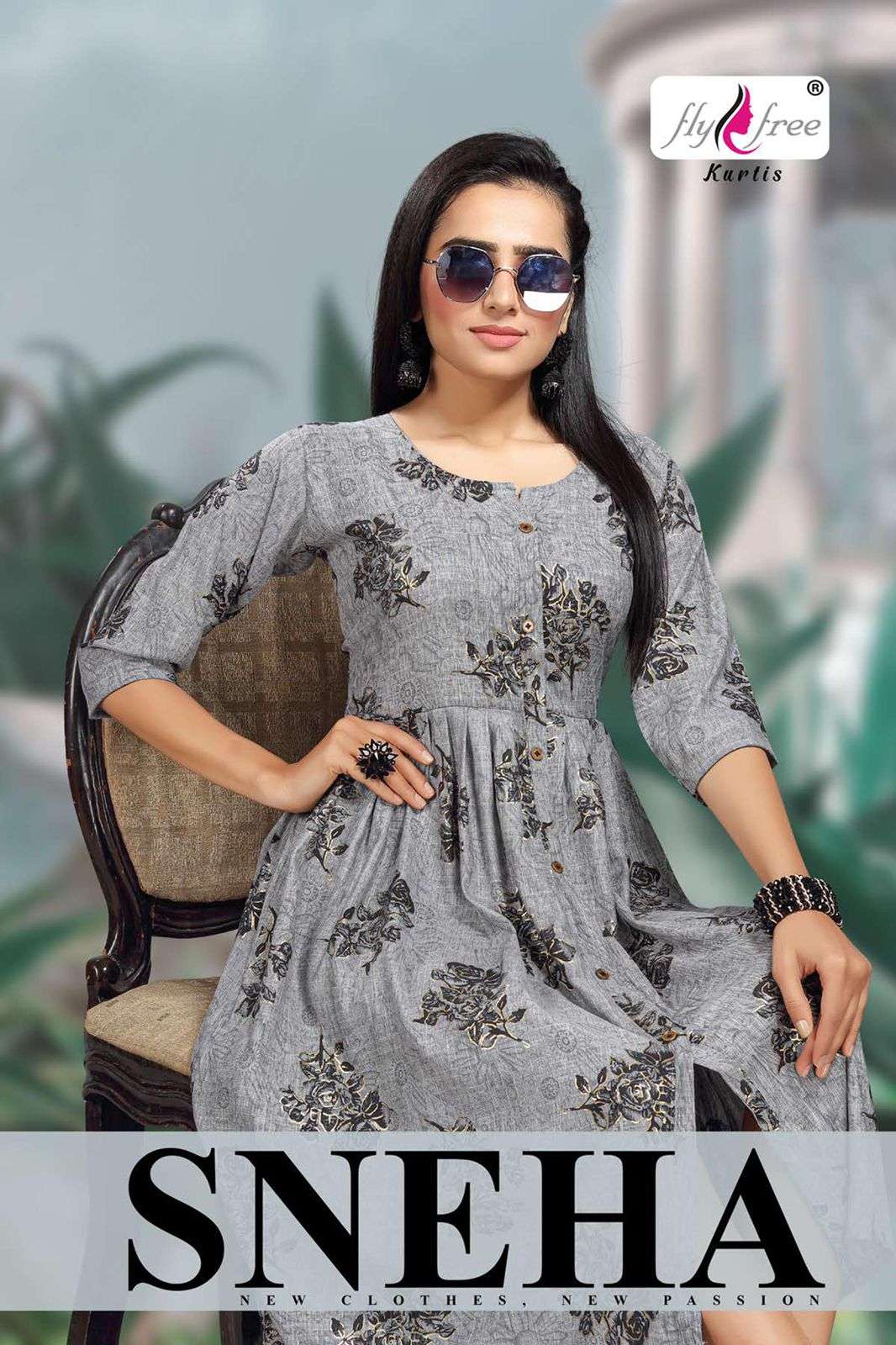 SNEHA BY FLY FREE 1001 TO 1007 SERIES DESIGNER RAYON KURTIS