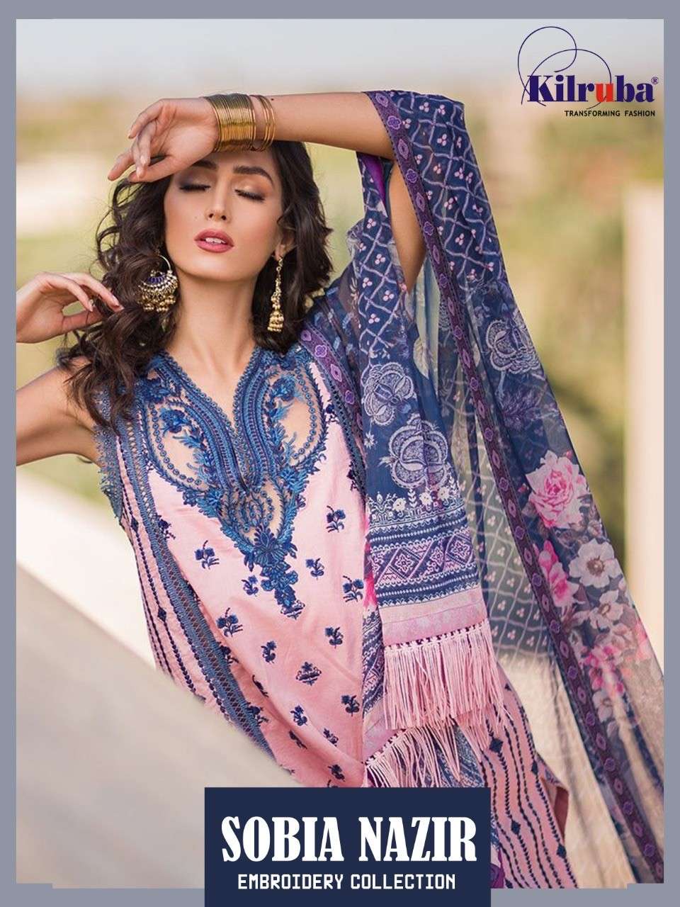 SOBIA NAZIR EMBROIDERY COLLECTION BY KILRUBA 27001 TO 27006 SERIES LUXURY LAWN DRESSES