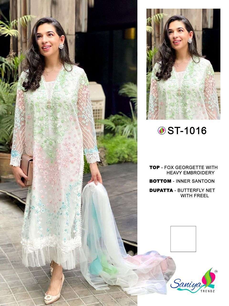 ST 1016 HIT DESIGN BY SANIYA TRENDZ DESIGNER FAUX GEORGETTE DRESS