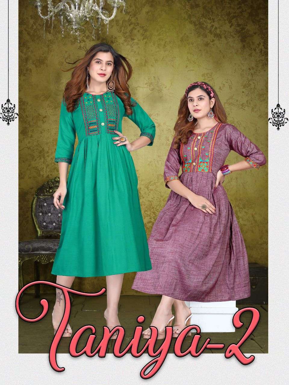 TANIYA VOL-2 BY ASLIWHOLESALE 101 TO 108 SERIES DESIGNER RAYON KURTIS