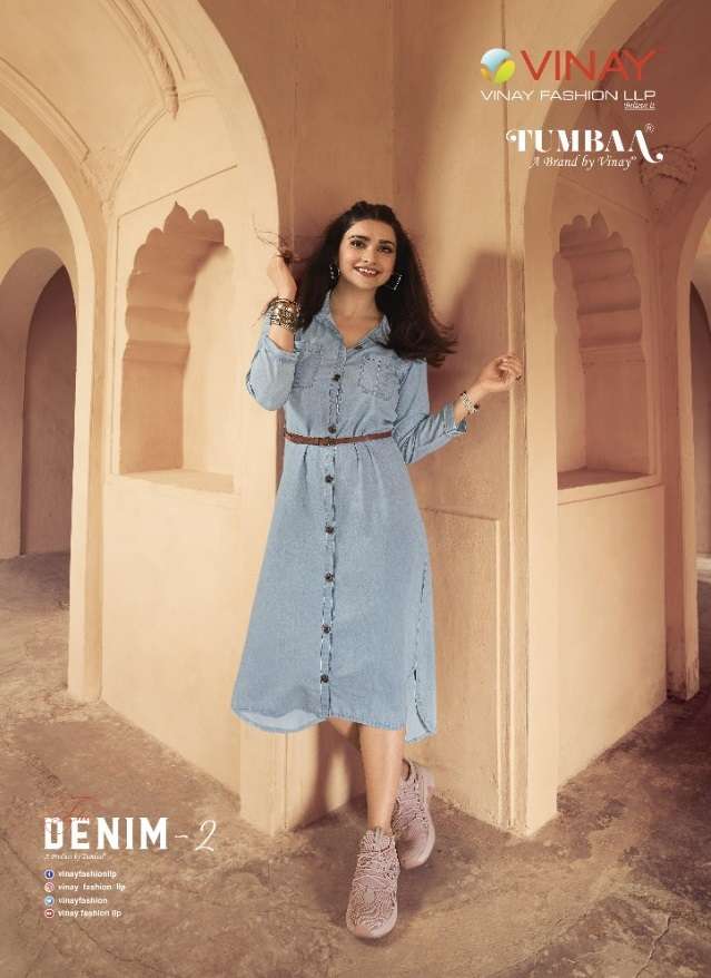 TUMBAA THE DENIM VOL-2 BY VINAY FASHION 39571 TO 39578 SERIES DENIM KURTIS