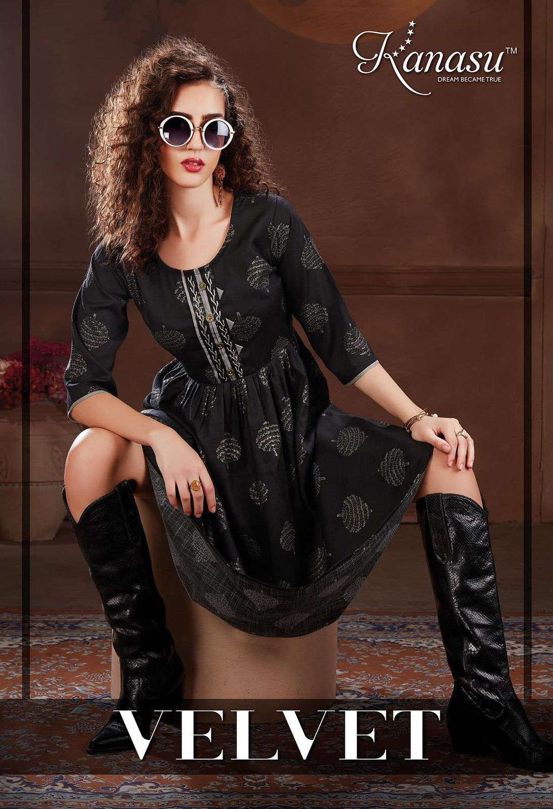 VELVET BY KANASU 7501 TO 7508 SERIES PRINTED RAYON KURTIS