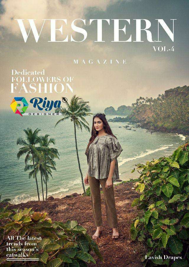 WESTERN VOL-4 BY RIYA DESIGNER 4001 TO 4006 SERIES DESIGNER COTTON TOPS WITH BOTTOM