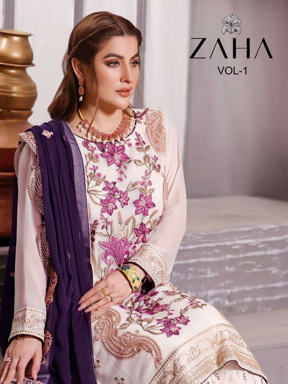 ZAHA VOL-1 BY ASLIWHOLESALE 10008 TO 10009 SERIES GEORGETTE EMBROIDERED DRESSES