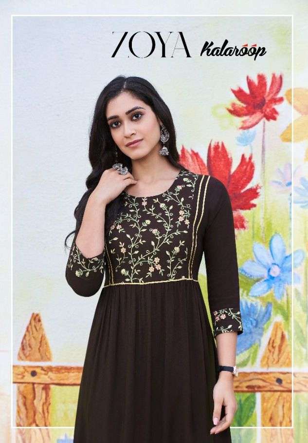 ZOYA BY KALAROOP 12939 TO 12942 SERIES DESIGNER RAYON KURTIS