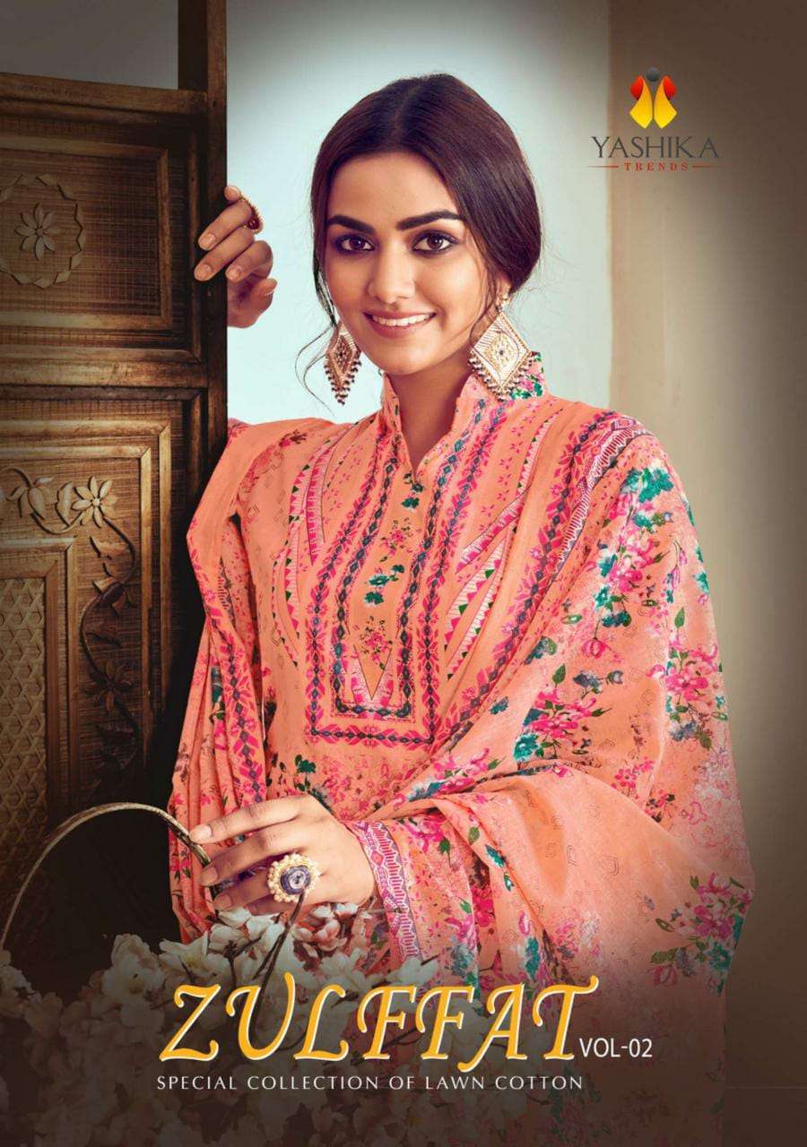 ZULFAT VOL-2 BY YASHIKA TRENDS 2001 TO 2010 SERIES PURE LAWN PRINTED DRESSES