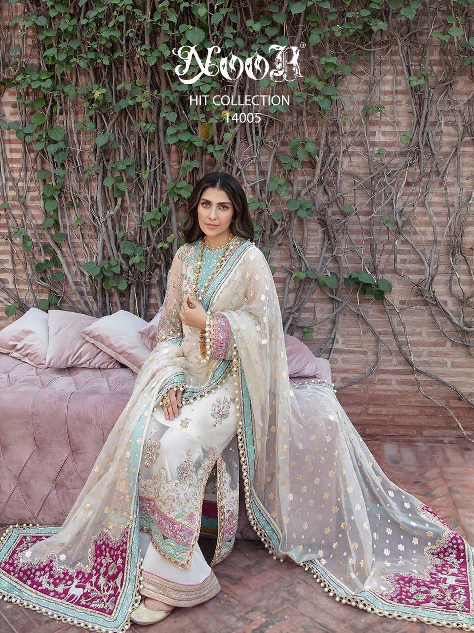 14005 HIT COLLECTION BY NOOR 14005-A TO 14005-C SERIES DESIGNER PAKISTANI GEORGETTE DRESSES